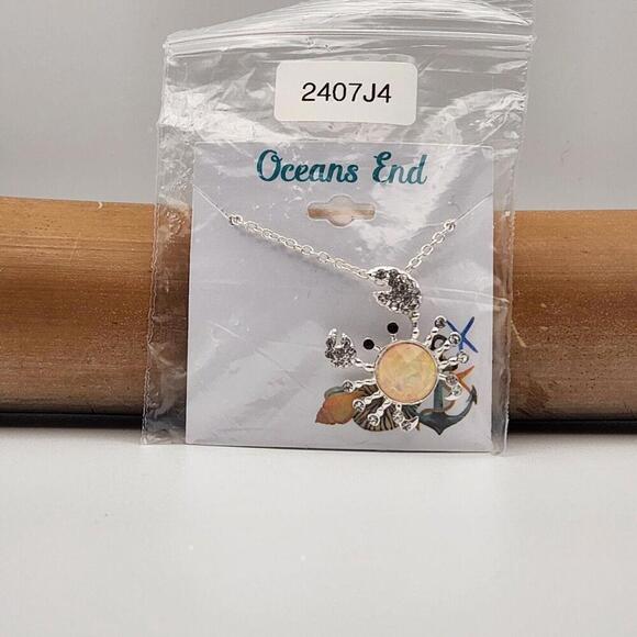 Iridescent Crab Rhinestones Legs and Claws with Silver Necklace 18" with 3 - Picture 4 of 5